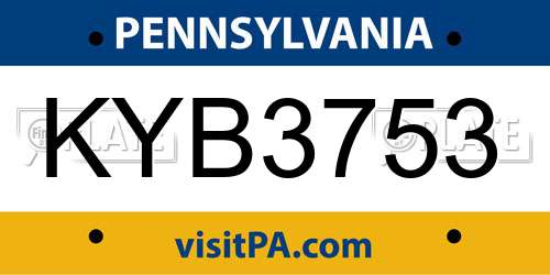 KYB3753 Pennsylvania License Plate