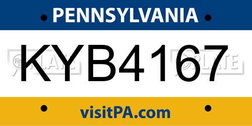 KYB4167 Pennsylvania License Plate
