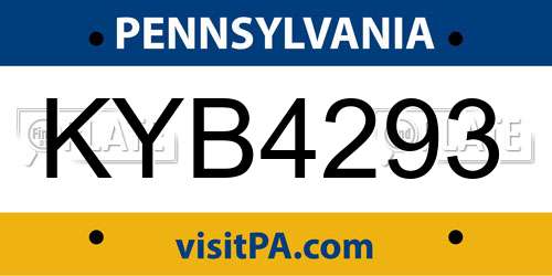 KYB4293 Pennsylvania License Plate
