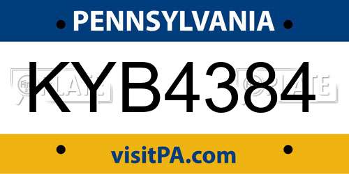 KYB4384 Pennsylvania License Plate
