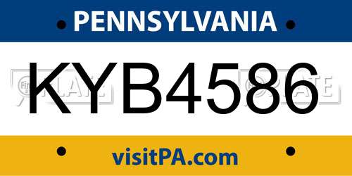 KYB4586 Pennsylvania License Plate
