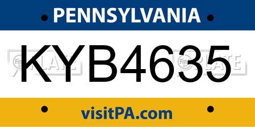 KYB4635 Pennsylvania License Plate