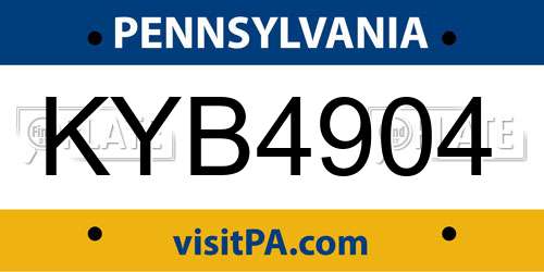 KYB4904 Pennsylvania License Plate