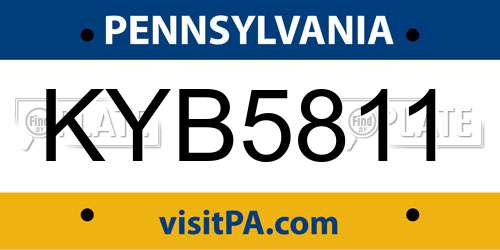 KYB5811 Pennsylvania License Plate