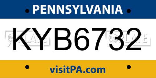 KYB6732 Pennsylvania License Plate