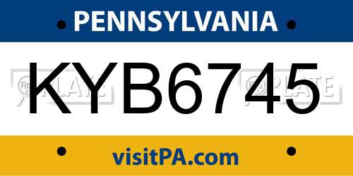 KYB6745 Pennsylvania License Plate