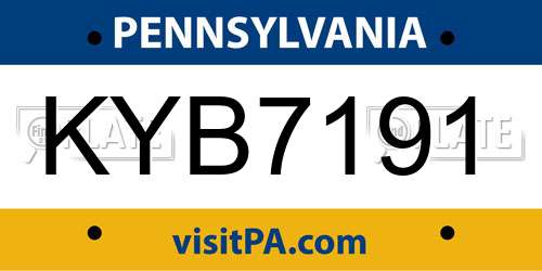 KYB7191 Pennsylvania License Plate