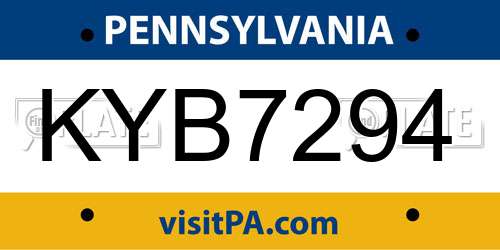 KYB7294 Pennsylvania License Plate