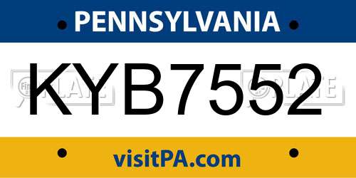 KYB7552 Pennsylvania License Plate