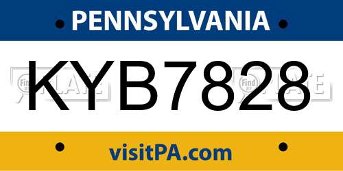 KYB7828 Pennsylvania License Plate