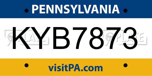 KYB7873 Pennsylvania License Plate