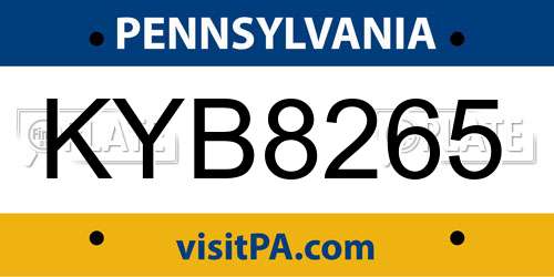 KYB8265 Pennsylvania License Plate