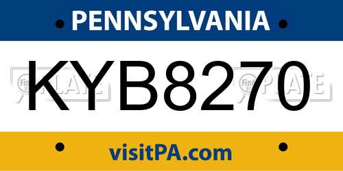 KYB8270 Pennsylvania License Plate