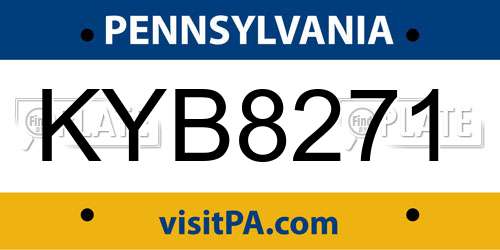 KYB8271 Pennsylvania License Plate