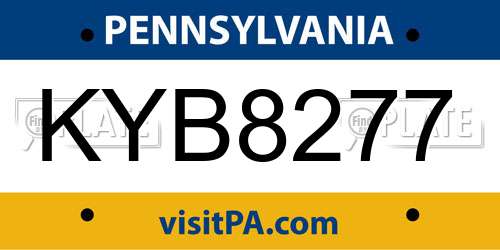 KYB8277 Pennsylvania License Plate