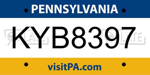 KYB8397 Pennsylvania License Plate