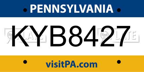 KYB8427 Pennsylvania License Plate