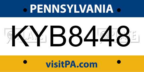 KYB8448 Pennsylvania License Plate