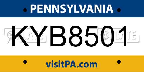 KYB8501 Pennsylvania License Plate
