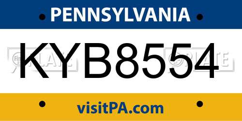 KYB8554 Pennsylvania License Plate