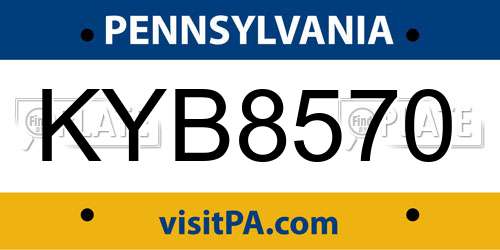 KYB8570 Pennsylvania License Plate
