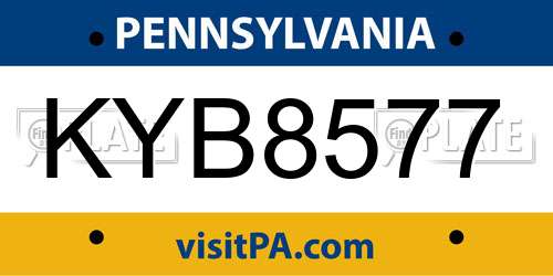 KYB8577 Pennsylvania License Plate