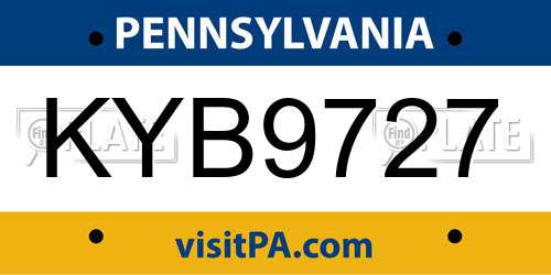 KYB9727 Pennsylvania License Plate
