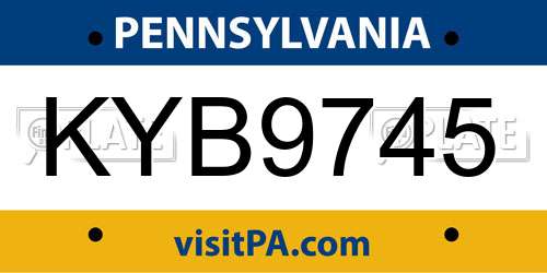 KYB9745 Pennsylvania License Plate