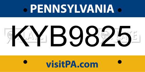 KYB9825 Pennsylvania License Plate