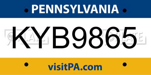 KYB9865 Pennsylvania License Plate