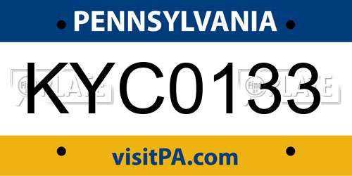 KYC0133 Pennsylvania License Plate