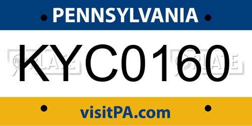 KYC0160 Pennsylvania License Plate