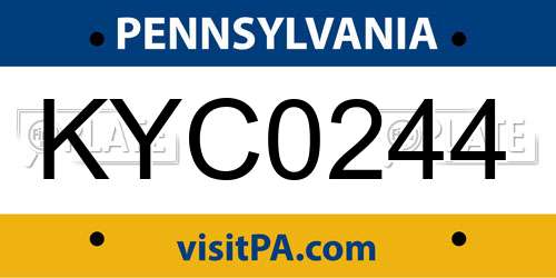KYC0244 Pennsylvania License Plate
