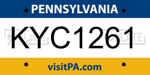 KYC1261 Pennsylvania License Plate