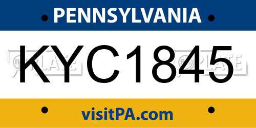 KYC1845 Pennsylvania License Plate