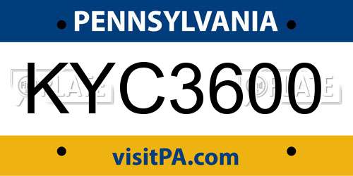 KYC3600 Pennsylvania License Plate