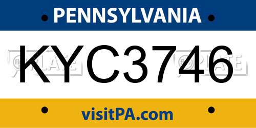 KYC3746 Pennsylvania License Plate