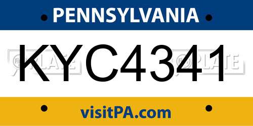 KYC4341 Pennsylvania License Plate