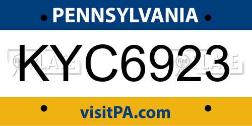 KYC6923 Pennsylvania License Plate