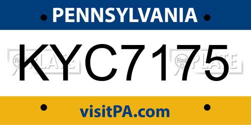 KYC7175 Pennsylvania License Plate