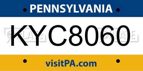 KYC8060 Pennsylvania License Plate