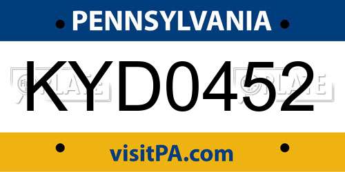 KYD0452 Pennsylvania License Plate