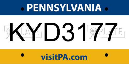 KYD3177 Pennsylvania License Plate