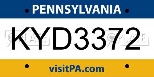 KYD3372 Pennsylvania License Plate