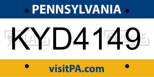 KYD4149 Pennsylvania License Plate