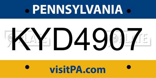 KYD4907 Pennsylvania License Plate
