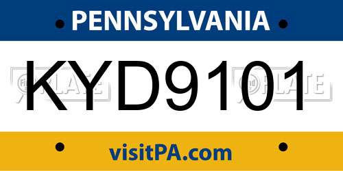 KYD9101 Pennsylvania License Plate