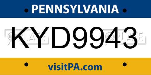KYD9943 Pennsylvania License Plate