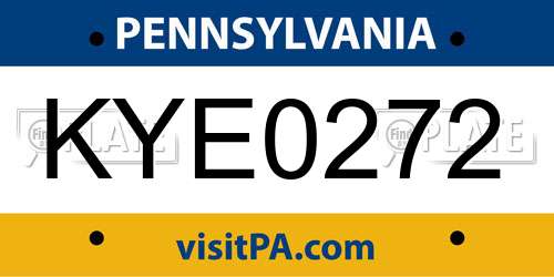 KYE0272 Pennsylvania License Plate