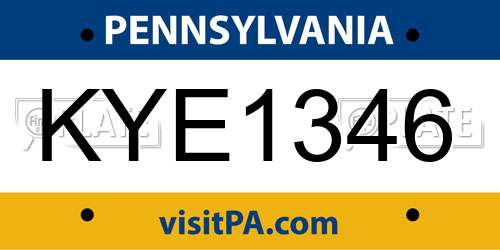 KYE1346 Pennsylvania License Plate
